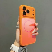 ELEHOLD For iPhone 17 Pro Matte Magnetic Case Cover with Camera Lens Protector, Shockproof Anti-Fingerprint Non-Slip Rugged Protective Cover,Orange