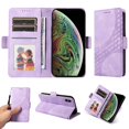 thumbnail image 1 of ELEHOLD For iPhone XR Leather Wallet Phone Case, Embossed Diamond Folio Flip Cover, Card Holder Cash Slot, Stand Support, Wrist Strap Lanyard -Purple, 1 of 9