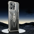 thumbnail image 1 of ELEHOLD Frameless Metal Case for iPhone 14 Rugged Shockproof Bumper Case Spider Pattern Hollow Out Camera Lens Kickstand Slim Lightweight Protective Cover for iPhone 14,Titanium Gray, 1 of 6