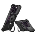 thumbnail image 1 of ELEHOLD Frameless Phone Case For iPhone 16 Pro Minimalist Phone Case Magnetic Kickstand Ring Metal Frameless Protective Shock Case, MagSafe Compatible, Blackpurple, 1 of 6