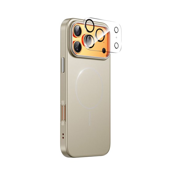 ELEHOLD Frosted Mag Safe Case For iPhone 17 Pro Max With 1PACK Camera Len Protector, Shockproof Slim Rugged Matte Fingerprint-Proof Cover ,Desertgold