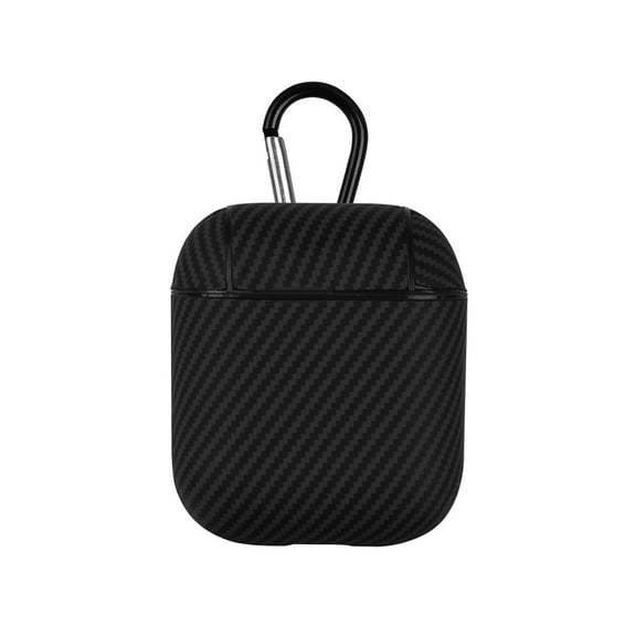 ELEHOLD Full Body Case For Airpods 2nd Gen / 1st Gen, Carbon Fiber Grain Pattern Soft Silicon Shockproof Earphone Case Cover with Keychain for Airpods 2nd Gen / 1st Gen,Black