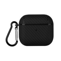 ELEHOLD Full Body Case For Airpods Pro 2nd Gen (2022), Carbon Fiber Grain Pattern Soft Silicon Shockproof Earphone Case Cover with Keychain for Airpods Pro 2nd Gen (2022),Black
