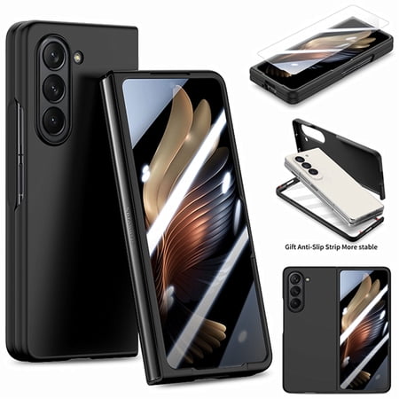 ELEHOLD Full Body Case for Samsung Galaxy Z Fold 5 for Women Men,with Built-in Screen Protector Skin-Touch Matte Shockproof Protective Case for Samsung Z Fold 5, Black