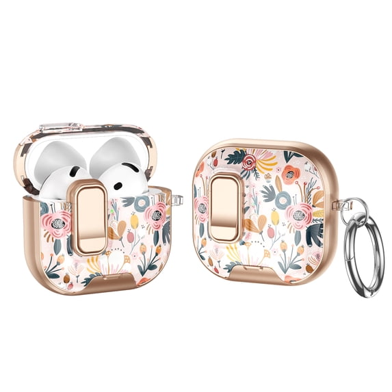 ELEHOLD Full Body Case for Airpods 4th Gen, Shockproof Protective Case with Keychain, 90° Hidden Stand, Safety Lock,A