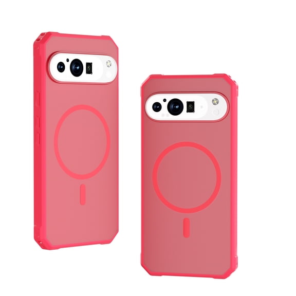 ELEHOLD Full Body Case for Google Pixel 9/9pro, Heavy Duty Shockproof Translucent Matte Back Case Compatible with Magnetic Wireless Charger,Rose