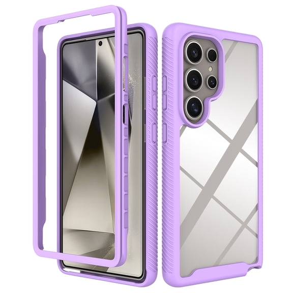 ELEHOLD Full Body Case for Samsung Galaxy S26 Ultra, 360 Full Coverage Transparent Phone Case, Two-Layer Design,Purple