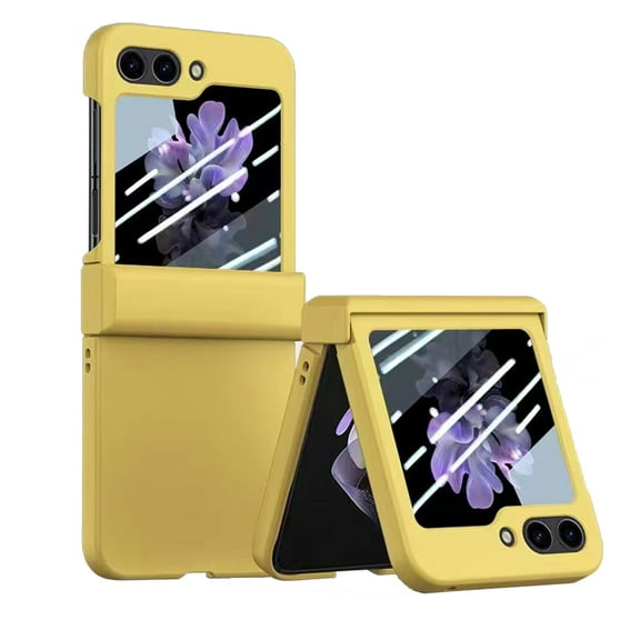 ELEHOLD Full Body Case for Samsung Galaxy Z Flip 6/Flip 7FE,with Built-in Front Screen Protector Hinge Protection Rugged Shockproof Case ,Yellow