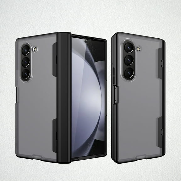 ELEHOLD Full Body Case for Samsung Galaxy Z Fold 6, Translucent Hard Shockproof Hinge Protection Case Built-in HD Screen Protector,Black