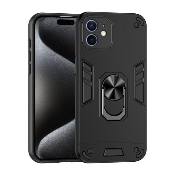 ELEHOLD Full Body Case for iPhone 12,Shockproof and Anti-Drop Phone Case Built-in Bracket Car Magnetic,Black
