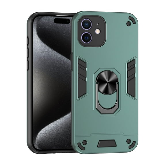 ELEHOLD Full Body Case for iPhone 12,Shockproof and Anti-Drop Phone Case Built-in Bracket Car Magnetic,Darkgreen