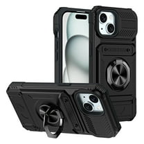 ELEHOLD Full Body Case for iPhone 15, Dual Layer Protective Phone Case,Kickstand with Magnetic Car Mount,Black