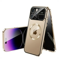 ELEHOLD Full Body Case for iPhone 13 Pro Max Magnetic Case with Anti-Peeping Privacy Protection Screen Protector Metal Frame Camera Lens Protection Shockproof Double Sided Rugged Case,gold