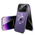 thumbnail image 1 of ELEHOLD Full Body Case for iPhone 14 Plus Magnetic Case with Anti-Peeping Privacy Protection Screen Protector Metal Frame Camera Lens Protection Shockproof Double Sided Rugged Case,purple, 1 of 7