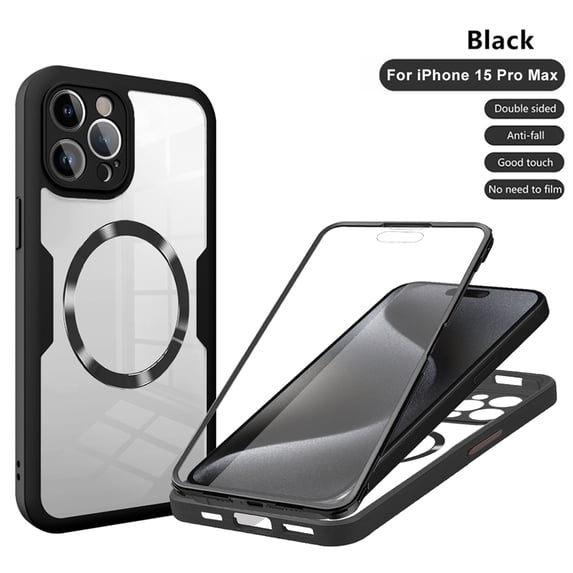 ELEHOLD Full Body Clear Case for iPhone 11 Pro,Magsafe Case Slim Protective Shockproof Case Built in Screen Protector,Black