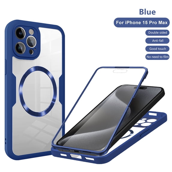 ELEHOLD Full Body Clear Case for iPhone 11 Pro,Magsafe Case Slim Protective Shockproof Case Built in Screen Protector,Blue