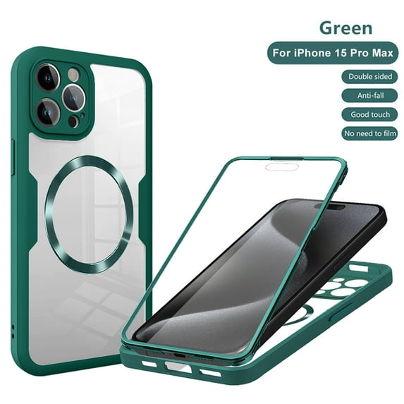 ELEHOLD Full Body Clear Case for iPhone 11 Pro,Magsafe Case Slim Protective Shockproof Case Built in Screen Protector,Darkgreen