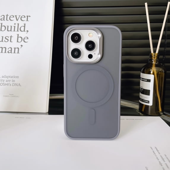 ELEHOLD Full Body Clear Case for iPhone 15, Magnetic Case Translucent Matte Magnetic Shockproof Phone Case for Women Men,Gray