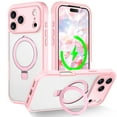 thumbnail image 1 of ELEHOLD Full Body Clear Magnetic Case for iPhone 17 Pro Built-in Screen Protector , Shockproof Slim Rugged Magnetic Invisible Ring Stand Protective Case,Pink, 1 of 6