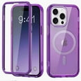thumbnail image 1 of ELEHOLD Full Body Magnetic Case for iPhone 13 Pro Max,Built-in Front Screen Protector 360 Protection Compatible with Mag Safe Transparent Clear Shockproof Cover for iPhone 13 Pro Max,Darkpurple, 1 of 7