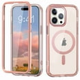 thumbnail image 1 of ELEHOLD Full Body Magnetic Case for iPhone 14 Pro Max,Built-in Front Screen Protector 360 Protection Compatible with Mag Safe Transparent Clear Shockproof Cover for iPhone 14 Pro Max,Pink, 1 of 7