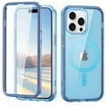 thumbnail image 1 of ELEHOLD Full Body Magnetic Case for iPhone 15 Pro,Built-in Front Screen Protector 360 Protection Compatible with Mag Safe Transparent Clear Shockproof Cover for iPhone 15 Pro,Blue, 1 of 7
