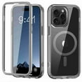 thumbnail image 1 of ELEHOLD Full Body Magnetic Case for iPhone 15 Pro Max,Built-in Front Screen Protector 360 Protection Compatible with Mag Safe Transparent Clear Shockproof Cover for iPhone 15 Pro Max,Gray, 1 of 7