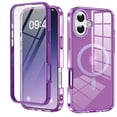 thumbnail image 1 of ELEHOLD Full Body Magnetic Case for iPhone 16 Plus,Built-in Front Screen Protector 360 Protection Compatible with Mag Safe Transparent Clear Shockproof Cover for iPhone 16 Plus,Darkpurple, 1 of 6