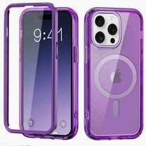 ELEHOLD Full Body Magnetic Case for iPhone 16 Pro,Built-in Front Screen Protector 360 Protection Compatible with Mag Safe Transparent Clear Shockproof Cover for iPhone 16 Pro,Darkpurple