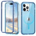 thumbnail image 1 of ELEHOLD Full Body Magnetic Case for iPhone 16 Pro,Built-in Front Screen Protector 360 Protection Compatible with Mag Safe Transparent Clear Shockproof Cover for iPhone 16 Pro,Blue, 1 of 7