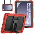 thumbnail image 1 of ELEHOLD Full Body Protection Case for Samsung Galaxy Tab A9 Plus 11 Inch (SM-X210/X215/X216/X218),Heavy Duty 3-Layer Case with Screen Protector Kickstand Cover with Shoulder Strap,Red, 1 of 7