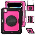 thumbnail image 1 of ELEHOLD Full Body Protective Case for iPad Pro 11 inch 2024,Heavy Duty 3-Layer Protection Case Built-in Screen Protector 360° Rotating Kickstand Handstrap Shoulder Strap Shockproof Cover,Black+Rose, 1 of 8