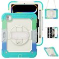 thumbnail image 1 of ELEHOLD Full Body Protective Case for iPad Pro 11 inch 2024,Heavy Duty 3-Layer Protection Case Built-in Screen Protector 360° Rotating Kickstand Handstrap Shoulder Strap Shockproof Cover,Rainbow/Mint, 1 of 8