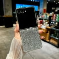 thumbnail image 1 of ELEHOLD Glitter Back Case For Samsung Galaxy Z Flip 7, Bling Diamond Back Lightweight Non-Slip Shock-Absorbent Plastic Shockproof Protective Case For Samsung Galaxy Z Flip 7,Silver, 1 of 6