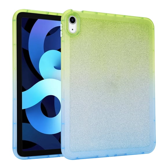ELEHOLD Glitter Case for iPad 10th Generation Slim Thin Clear Anti-Scratch Shockproof Full Body Protective Gradient Glossy Back Case for iPad 10th Gen 10.9 inch (2022),Green Blue