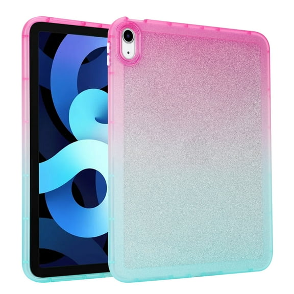 ELEHOLD Glitter Case for iPad 9th/8th/7th Generation 10.2 Inch Slim Thin Clear Anti-Scratch Shockproof Full Body Protective Gradient Glossy Back Case for iPad 10.2" (2021/2020/2019),Red Blue