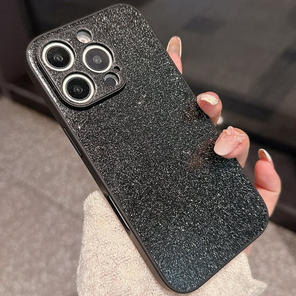 ELEHOLD Glitter Case for iPhone 16 Pro Max ,Super Cute Glitter Shiny Bling Sparkly Glossy Girly Case Shockproof Slim Camera Protection for iPhone 16 Pro Max,Black
