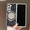 thumbnail image 1 of ELEHOLD Glitter Rugged Case for Samsung Galaxy Z Fold 7 with Mirror, Luxury Bling Glitter Magnetic Ring Kickstand Non-slip Anti-Scratch Wireless Charging Case for Women,Black, 1 of 8