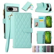 ELEHOLD For Google Pixel 10 Pro XL Wallet Case, Card Slots Zipper Purse Luxury PU Leather Kickstand Full Body Shockproof Phone Cover with Shoulder/Wrist Strap for Google Pixel 10 Pro XL,Skyblue