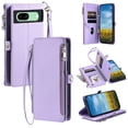thumbnail image 1 of ELEHOLD for Google Pixel 6 Case,  Full Body Protection Crossbody Flip Zipper Credit Card Slot Wallet Case Kickstand Shockproof Leather Case with Shoulder Strap and Wrist Strap, Purple, 1 of 10