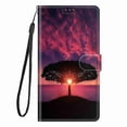 thumbnail image 1 of ELEHOLD for Google Pixel 6 Credit Card Wallet Case, Shockproof Drop Protection Wireless Charging Vegan PU Leather Magnetic Adjustable Stand Cover with Wrist Strap, Setting Sun, 1 of 6