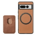thumbnail image 1 of ELEHOLD for Google Pixel 6 Magnetic Wallet Case with Detachable Back Card Holder Fiber Texture Design Full Body Protective Slim Shockproof Case, brown, 1 of 8