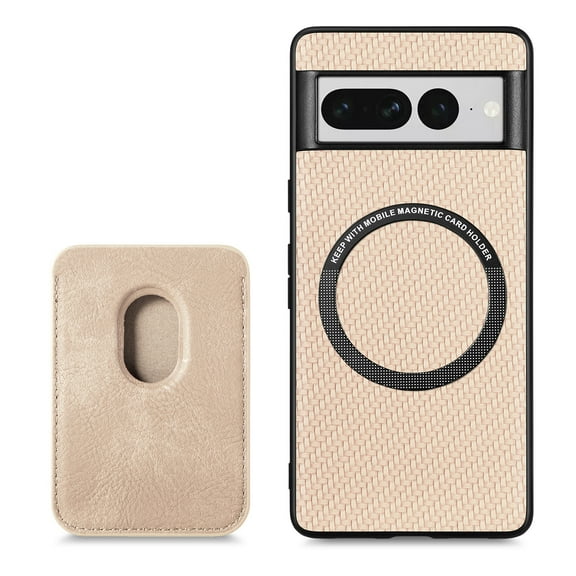 ELEHOLD for Google Pixel 6 Magnetic Wallet Case with Detachable Back Card Holder Fiber Texture Design Full Body Protective Slim Shockproof Case, khaki