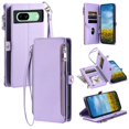thumbnail image 1 of ELEHOLD for Google Pixel 6 Pro Case,  Full Body Protection Crossbody Flip Zipper Credit Card Slot Wallet Case Kickstand Shockproof Leather Case with Shoulder Strap and Wrist Strap, Purple, 1 of 10