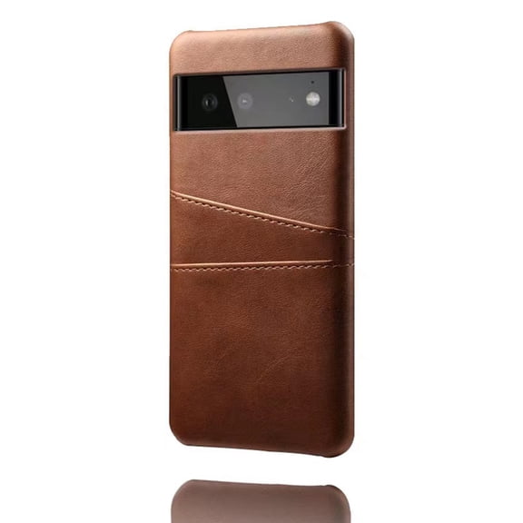 ELEHOLD for Google Pixel 6 Pro Case, Google Pixel 6 Pro Wallet Case with Credit Card Holder, Slim PU Leather Hard Card Pocket Back Cover Shockproof Protective Case,Brown