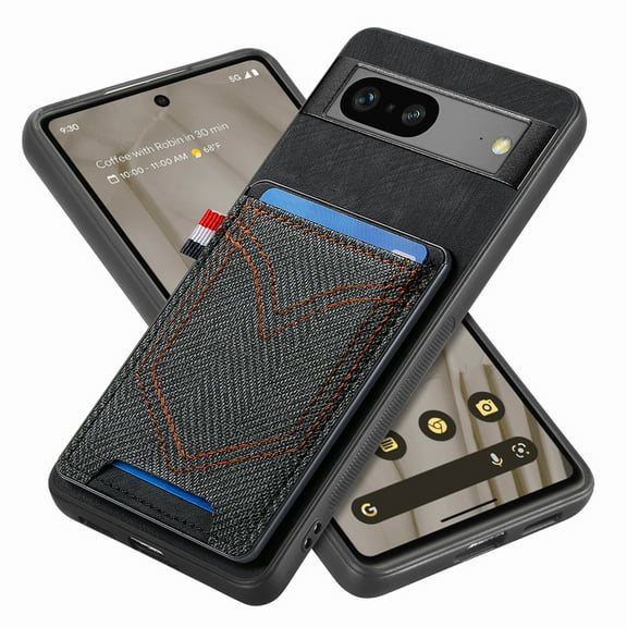 ELEHOLD for Google Pixel 6, Wallet Phone Case,Slim Leather Shockproof Lens Protector with Card Slot Anti-Scratch Case Cover,Support Magnetic Car Mount, black