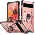 thumbnail image 1 of ELEHOLD for Google Pixel 6A Armor Case, Military Grade Hard PC Magnetic Built-in Car Mount 360° Rotatable Metal Ring Holder Kickstand Shockproof Multi-Functional Rugged Case, Rosegold, 1 of 8