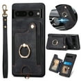 thumbnail image 1 of ELEHOLD for Google Pixel 6a Case with Ring Holder, Pixel 6a Wallet Case with RFID Blocking Card Holder Wristlet Strap, Magnetic Button Flip Folio Kickstand Shockproof Phone Cover,Black, 1 of 10