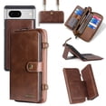 thumbnail image 1 of ELEHOLD for Google Pixel 7 Flip Leather Wallet Case Luxury Case with Large Capacity 13 Card Slots Zipper Pocket Kickstand Magnetic Detachable Case Crossbody Shoulder Strap Shockproof Protective,Brown, 1 of 8