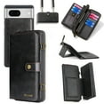 thumbnail image 1 of ELEHOLD for Google Pixel 7 Flip Leather Wallet Case Luxury Case with Large Capacity 13 Card Slots Zipper Pocket Kickstand Magnetic Detachable Case Crossbody Shoulder Strap Shockproof Protective,Black, 1 of 8